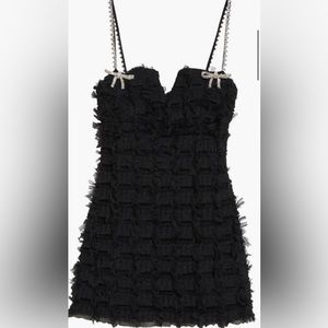 Rebecca vallance Embroidered tulle black dress